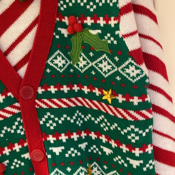Blizzard Bay ugly Christmas Sweater Bow tie Cardigan look in size medium - Picture 4 of 6